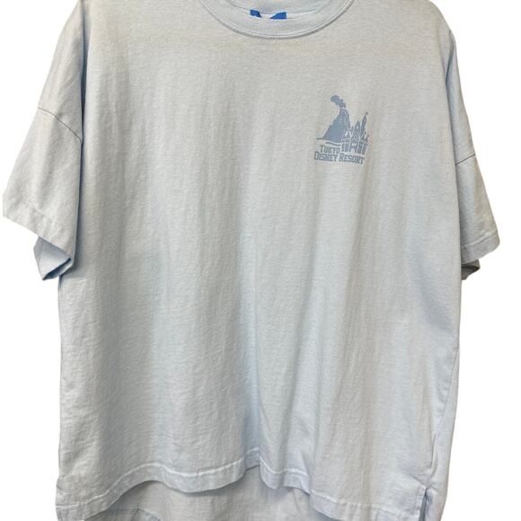 Tokyo Disney Resort Glitter Logo Shirt Light Blue Silver & Blue Mickey - Picture 4 of 7